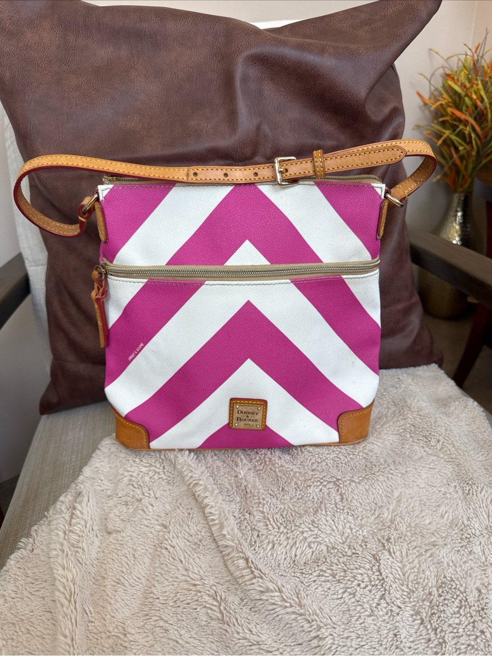 Dooney & Bourke Pink Chevron Shoulder Bag